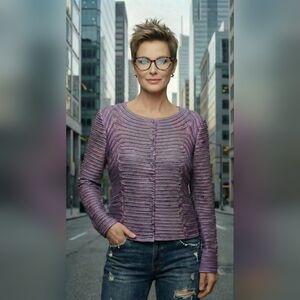 VTG Elegant Lavendar Moshita Woman's Blazer Ribboning Over Lace 90s